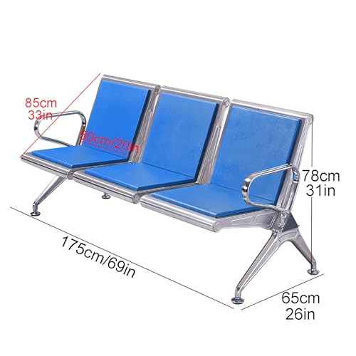 GFAZXDS Waiting Room Chairs Reception Bench, Office Guest Chairs Reception Chairs, Lobby Bench Seating with Armrests and Backrests, for Airport, Hospital, Bank,Green-One Size - Image 2