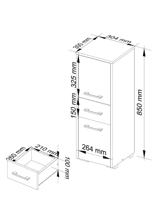BDW Armoire de Salle de Bain Moderne et Grande capacité de Rangement pour Petits espaces, Universelle, Dimensions : 30 x 85 x 30 cm