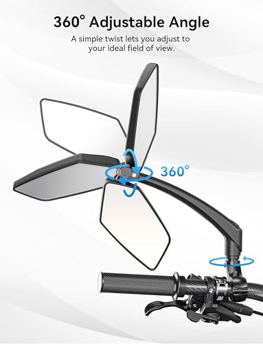 image for COICER Bicycle Mirror for Handlebars 360° Adjustable and Rotatable, W
