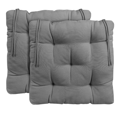 CHELY INTERMARKET Cojines Silla 40x40cm Pack 2 Unidades Relleno Mullido Gris 5 Pespuntes Acolchado Exterior Interior Decorativos Suaves Estables Lavables Terraza Jardín
