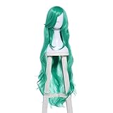 ydound Cosplay Wig Star Guardians Soraka Cosplay Wigs Game Long Green Wave Cosplay Wig Halloween Heat Resistant Synthetic Hair for Coser