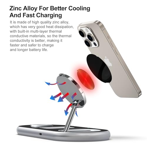 Image of 3 in 1 Charging Station for Apple Devices, Faster Mag-Safe Charger Stand, Magnetic Wireless Charger Station for iPhone 17 16 15 14 13 12 Pro Max Plus, Apple Watch iwacth & AirPods, Adjustable Angle