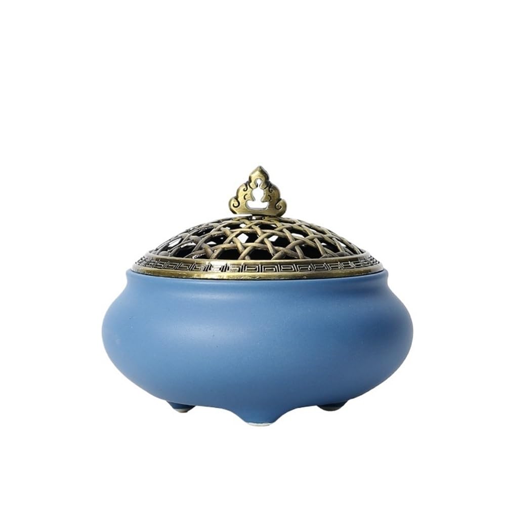 censer Ceramic Incense Burner Ideal For Smudging, Burning, Ritual Purpose, Decoration(Dark Blue)