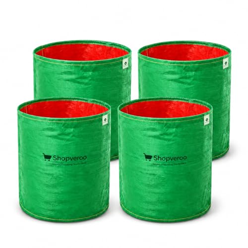SHOPVEROO Grow Bags for Plants | 260 GSM Heavy Duty HDPE Garden Planter | Durable, Breathable Grow Bags for Terrace Gardening (Multiple Sizes) (15 * 15 Pack of 4)