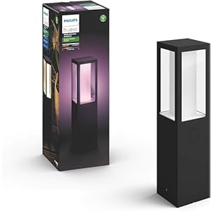 Philips Hue White & Color Ambiance, Borne extérieure IMPRESS, Noire, fonctionne avec Alexa, Google Assistant et Apple Homekit