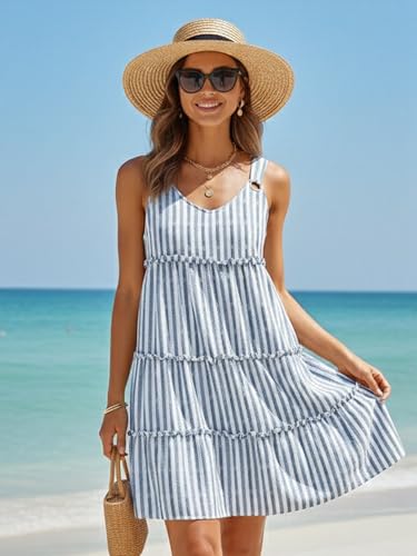Image of ETCYY Sundresses for Women 2026 Vacation Swimsuit Cover Ups Boho Floral Beach Dress T-Shirts Tank Dresses