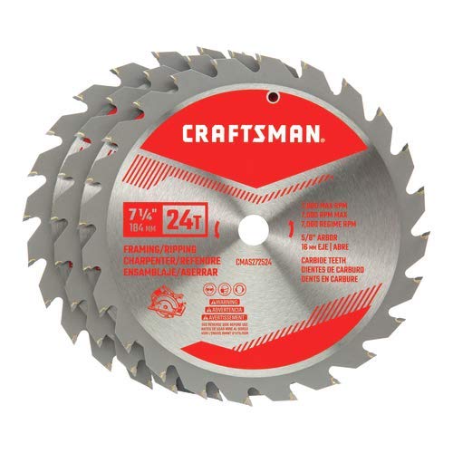 CRAFTSMAN 7-1/4-Inch Miter Saw Blade, 24-Tooth, 3-Pack (CMAS2725243)