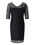 Chicwe Women's Plus Size Stretch Guipure Lace Dress - Party Wedding Cocktail Dress Black 3X