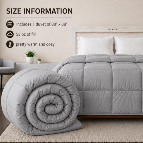 Image of Luxury Hotel Collection Cotton Comforter | All-Season Lightweight Quilt for Hot Sleepers | Plush, Breathable & Box-Stitched (Twin /Twin XL) Silver Grey