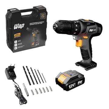 WAP Parafusadeira e Furadeira com Impacto à Bateria 12V BPFI-12K4, Kit de 13 Acessórios e Maleta, Torque 18 Níveis, Bivolt
