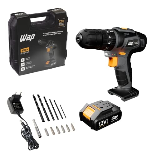 WAP Parafusadeira e Furadeira com Impacto à Bateria 12V BPFI-12K4, Kit de 13 Acessórios e ...