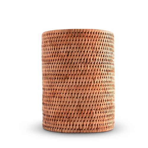 Vagabond House Hand Woven Rattan Utensils Holder - 8 Inches Tall x 5.5 Inches Diameter - Natural and Durable Eco-Friendly Material for Storing and Organizing Kitchen Utensils