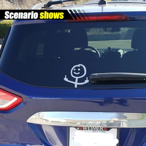 Image of KITUREK 2PCS Car Fuck You Meme Vinyl Sticker Decal, White, Large | Funny Personalised Cartoon Middle Finger Sticker, Fit for Cars Windows Bumpers Trucks Motorcycles or Any Other Smooth Surface