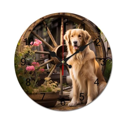 Horloge murale en bois Goldhair 25 cm pendule rétro silencieuse pour cuisine et bureau