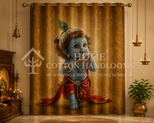 Image of Bal Krishna Digital Print Eyelet Curtain| 6ft 1 pc| Home /Temple Decor