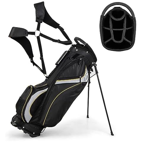 COSTWAY Lightweight Golf Stand Bag with 8 Dividers Cover