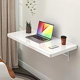 Clikuutory Wall Mounted High Gloss Folding Table, Wall Desk Fold Down for Small Spaces, Folding Workbench for Laundry Room, Home Office, Kitchen, Bedroom, Home Bar, White (31.5"×15.7")