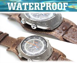 Hdt Design Bund Strap Waterproof Leather Watch Strap Navy-White Stitching 22Mm #TOP7