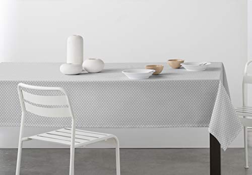 DHestia - Mantel Antimanchas Resinado con Teflón Estampado Estrellas Candy Star (140x200 cm, Gris)