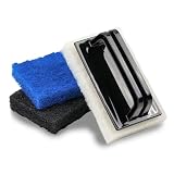 Skylarlife Scouring Pad Brush Cleaning Scrub with Handle Abrasive Pad for Grout Tile Shower and Sink Cleaning, Scrubbing Floor and Tile Boat Polishing Refinishing Bathroom Kitchen Heavy Duty (1-Pack)