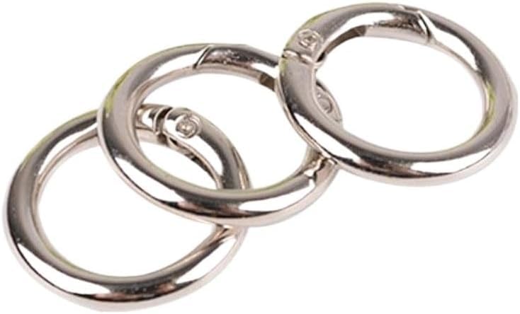 Boucles à ressort en métal pour bijoux et porte-clés : lot de 5 mousquetons ronds argentés