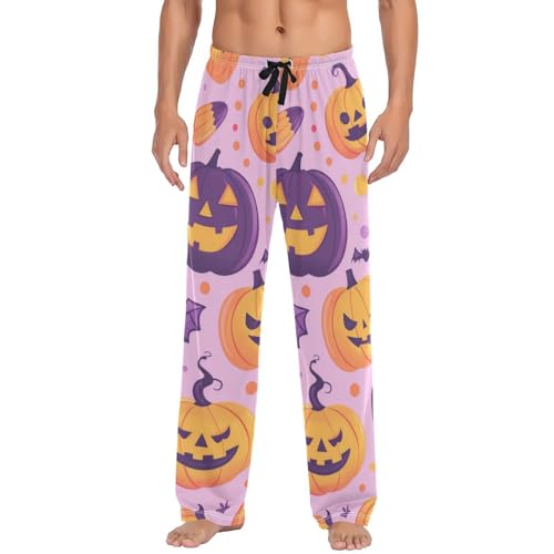 Men's Pajama Pants Cute Pumpkins Halloween Sleep Pajama Lounge Pant with Pockets, Elastic Waistband