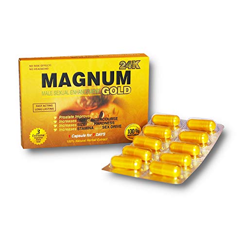 Magnum Gold 24k 10 Capsules, Natural Male Energy Supplement, Natural Amplifier for Energy, 10 Gold Capsules