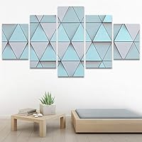 SIGNWIN 5 Panel Canvas Wall Art Modern Art Abstract Closeup Geometric Lights Mixed Media Modern Multicolor for Home Decorations Ready to Hang - 60