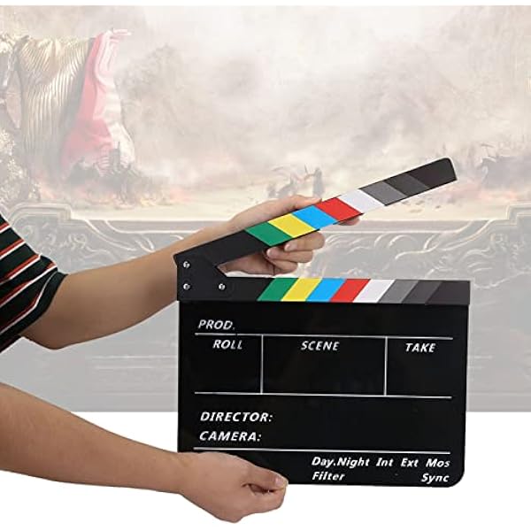 Generic Akrylowa Klapa Reżyserska Scena Filmowa Rekwizyt do Cięcia Lekki Trwały do kręcenia Filmów Dekoracja Wnętrz za pomocą Pióra (Tablica kolorowa PAV1CBE)