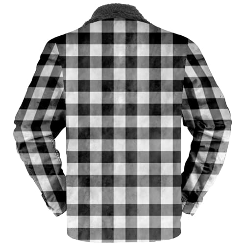 Flannel Jacket for Men Without Hood Zip up Hooded Heavyweight Thick Fleece Lined Winter Warm Plaid Shirt Jacket Big Tall3