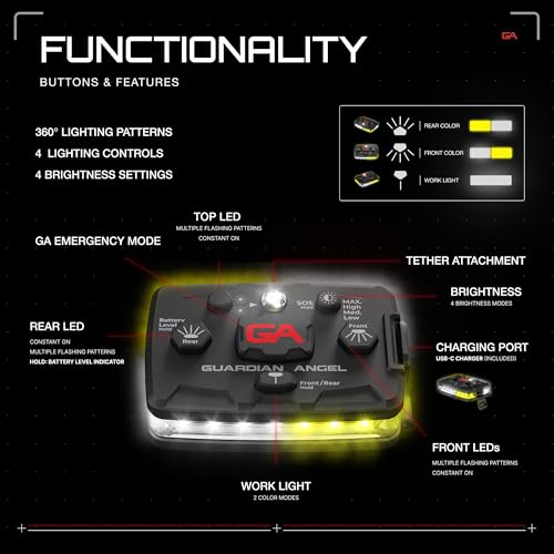 Image of Guardian Angel Elite Series Safety Light - White /Yellow Front & White /Yellow Rear - Rechargeable, Magnetic, Hands-Free Wearable LED Light for Construction, Roadside, Utility & Industrial PPE
