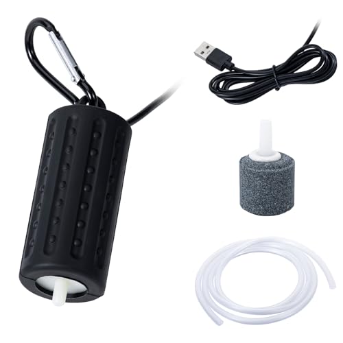 Aquarium USB Air Pump, Handsandrais Ultra Durable and Quiet Fish Tank Air Pumps, Mini USB Nano Pump with Energy Saving - Black