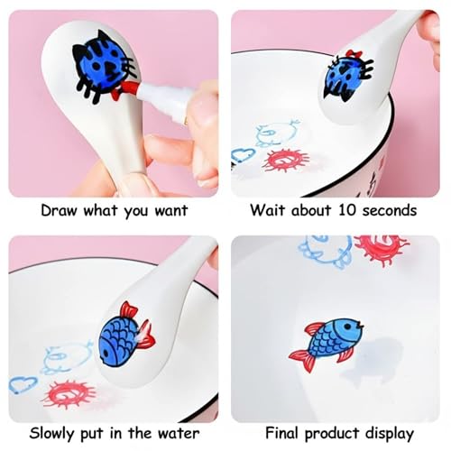 Image of JOUET Magic Floating Water Painting Pens, 8 Colours Erasable Markers Set for Kids and Adults, Quick-Drying Whiteboard Markers for Smooth Surfaces