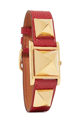 Pre-Loved Gold & Red Courchevel Medor Watch, Red