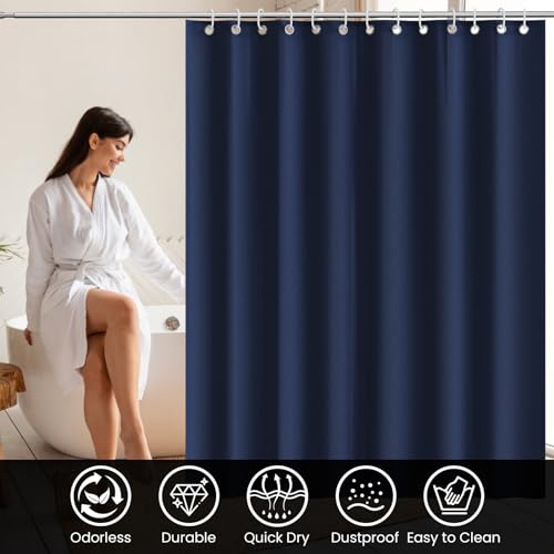 AKHTART Shower Curtain 100 Percent Polyester, Extra Long Shower Curtain with 12 Hooks, Washable and Easy to Dry - Image 3