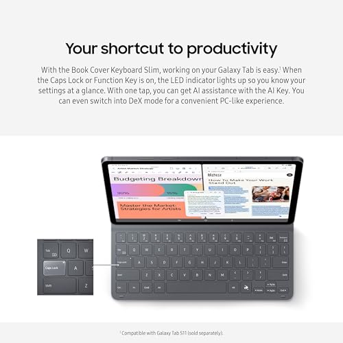 Image of Samsung Galaxy Tab S11 Book Cover Keyboard Slim, AI Key Ready, PC-Like Experience, Sleek, US Version, Black