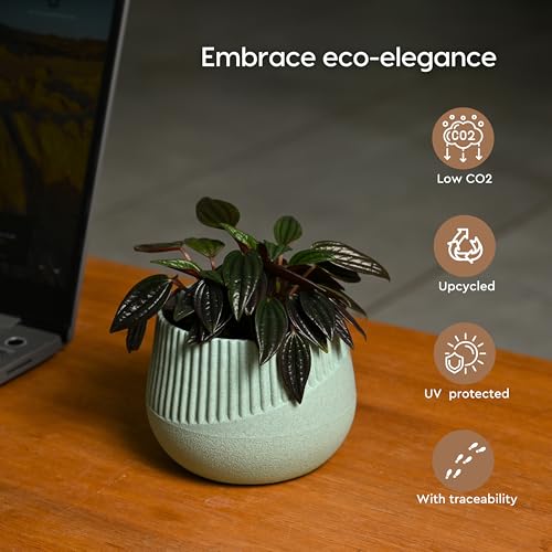 Image of Eha Earth Friendly Oreo 4 inch Small pots for Indoor Plants | Plant Pot Made with Bamboo Fibers | Table Top Planters for Home Decor and Office, Flower Pot for Living Room | 1 Unit, Celeste