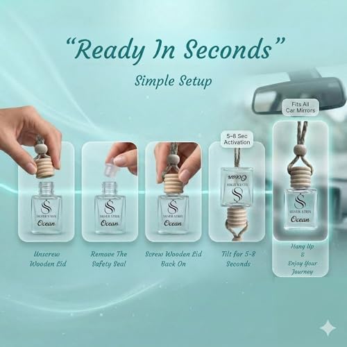 Image of Car Perfume Air Freshener | Long Lasting Fragrance for Car Interior | Premium Luxury Scent for Fresh & Pleasant Drive | Easy to Use Car Freshener for All Vehicles (Ocean)