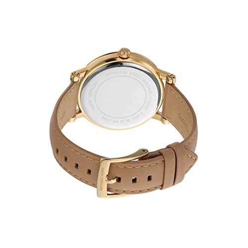 Image of Michael Kors Leather Analog Gold Dial Women Watch-Mk2986, Brown Band