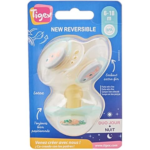 Chupetes Tigex reversibles de látex de día y noche sin BPA Cover
