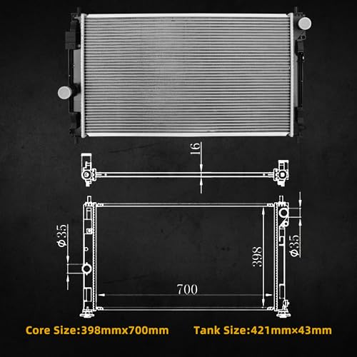 DWVO Radiator Compatible with 2007-2012 Dodge Caliber 2007-2016 Jeep Patriot Compass 2008-2014 Avenger 2007-2010 Chrysler Sebring 2011-2014 Chrysler 200 2.0L 2.4L 2.7L 3.6L V6 L4 by DWVO - Used condition - Image 7