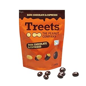TREETS – THE PEANUT COMPANY Treets Peanuts Dark Chocolate & Espresso 140g – knapperig geroosterde pinda’s met donkere chocolade en Fairtrade espresso (1 x 140g)