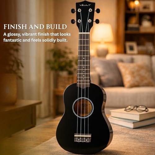 Image of Vault UK-003 Soprano Colourful Ukulele 21 inch with Gig-Bag - Black