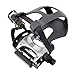kowaku Bike Pedals with Toe Clips and Straps Bicycle Pedals 14mm Axle 9/16” Thread for Indoor Riding Fitness Home Gym Parts Repair, Left