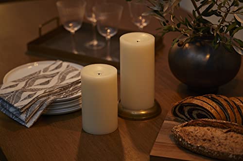 Luminara Wick To Flame Moving Flame Led Candle Flameless Pillar, Real Wax Recessed Top Edge, Ivory (7.2-Inch) #TOP7