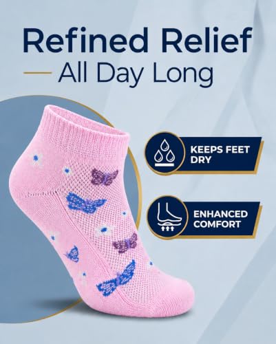 Image of Pembrook Ankle Diabetic Socks for Women & Men | 6 Pairs | Wide Non Binding Socks Quarter Length | Edema Neuropathy Socks