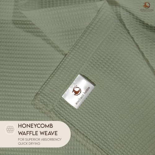 Image of Pure Cotton Waffle Towel | Lightweight | Anti Microbial and Water Absorbent | Soft Touch Quick Drying Bath Towel (Sage Green, Pack of 1)
