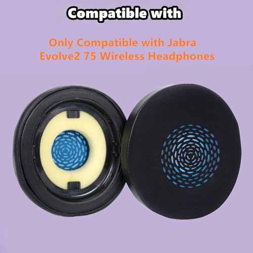 Almohadillas de Gel Refrescante de Repuesto para Auriculares Inalámbricos Jabra Evolve2 75 (No Compatible con Evolve 75) Almohadillas para Oído con Seda Ice y Espuma de Memoria - Negro miniatura 2