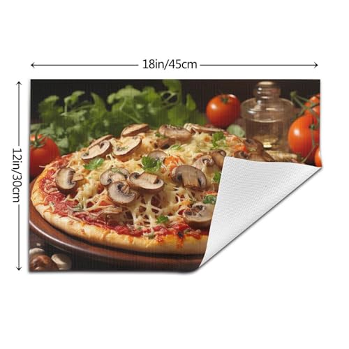 Set de table lavable PVC motif pizza résistant à la chaleur - 6