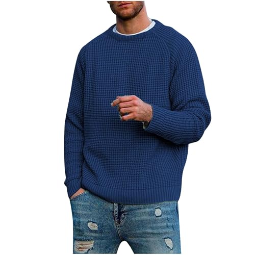 Cambkatl Chunky Knitted Sweater for Men Loose Crewneck Pullover Casual Raglan Long Sleeve Warm Winter Cozy Jumper Tops